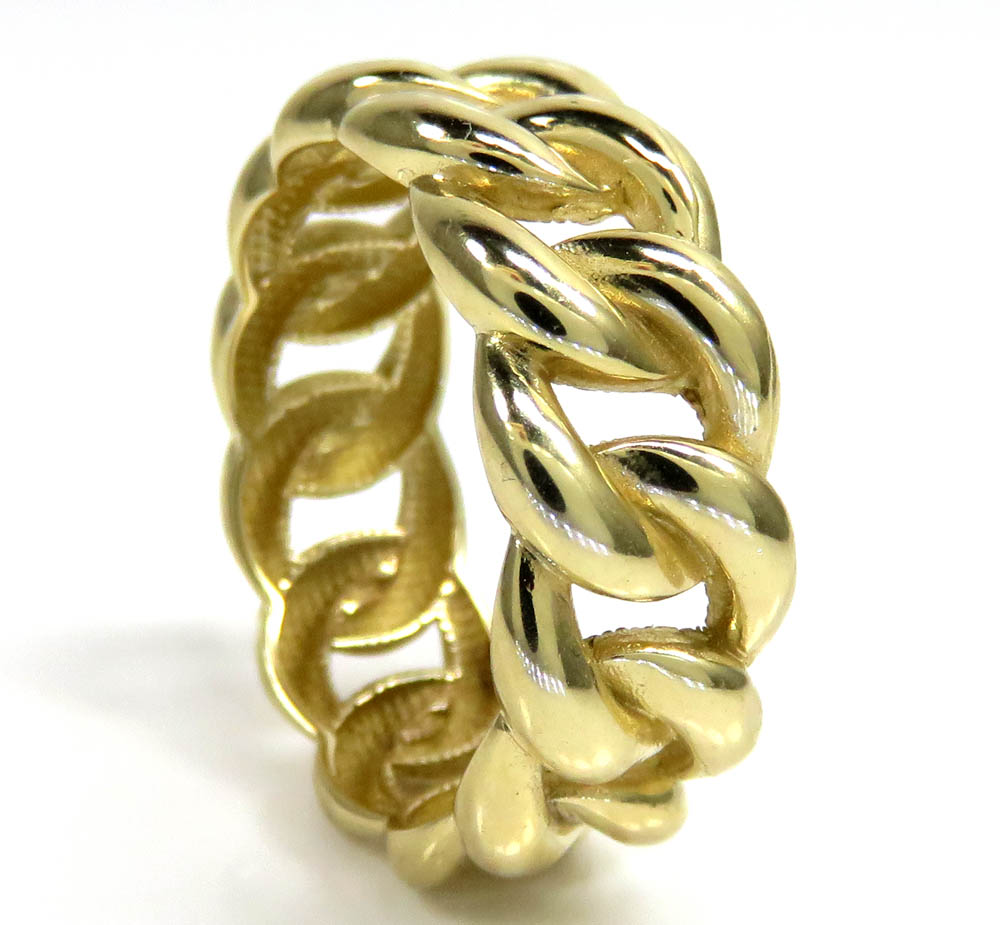 14k yellow gold smooth 9.50mm cuban ring 