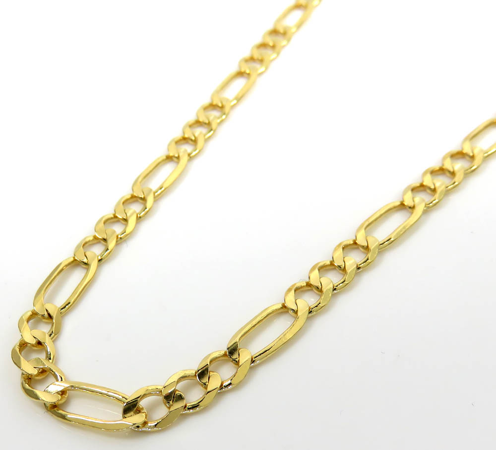 14k yellow gold solid figaro link chain 18-22 inch 4.20mm