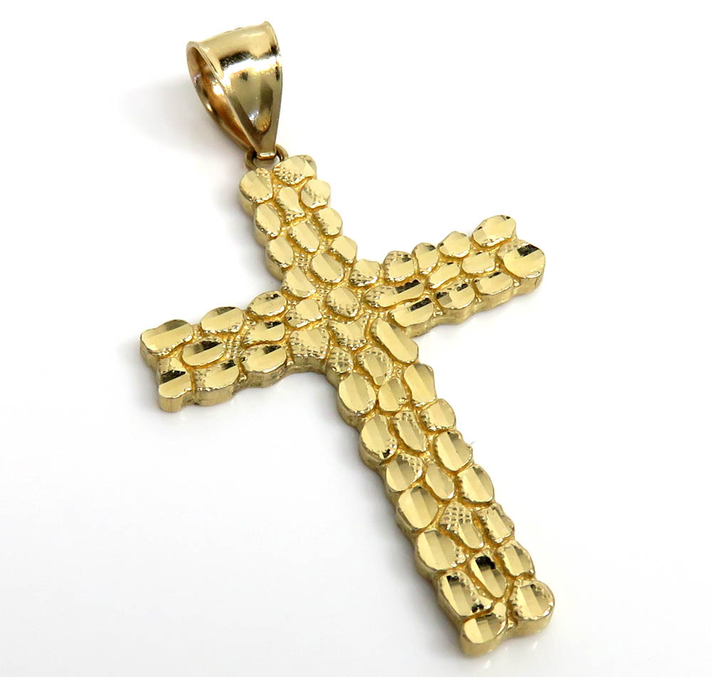 14k yellow gold medium nugget cross 