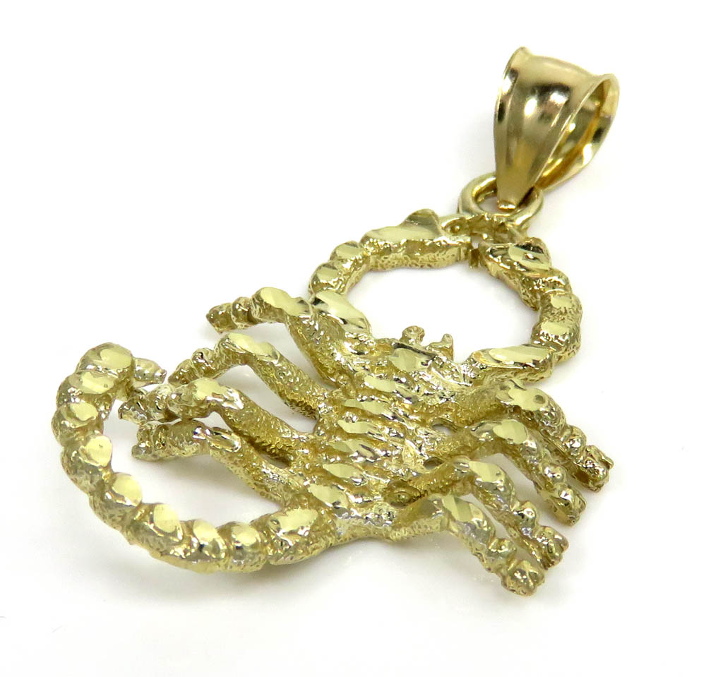 10k yellow gold solid medium scorpion pendant 