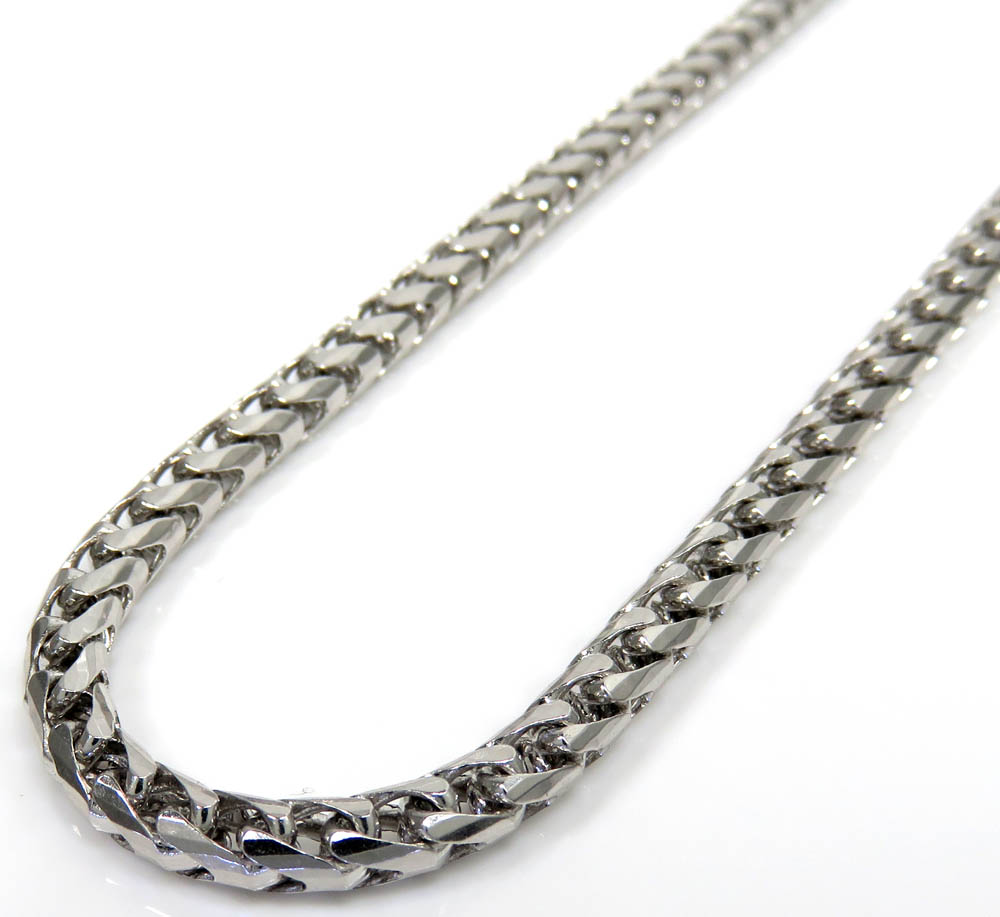 14k white gold solid franco link chain 18-24 inch 4mm