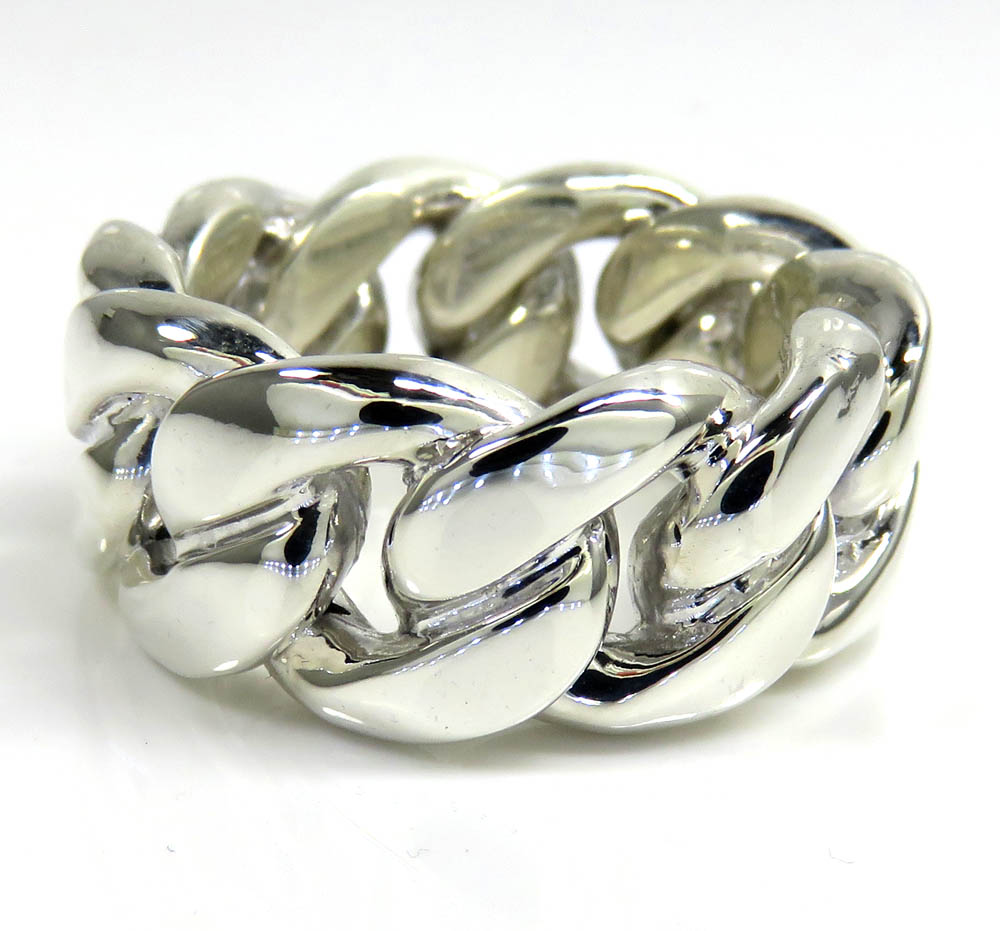 925 sterling silver 11mm solid miami link ring 