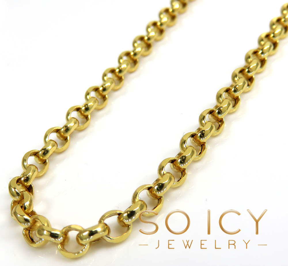 10k yellow gold circle rolo link chain 18-22 inch 3.5mm