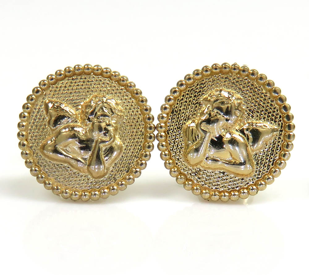 10k yellow gold mini angel earrings 