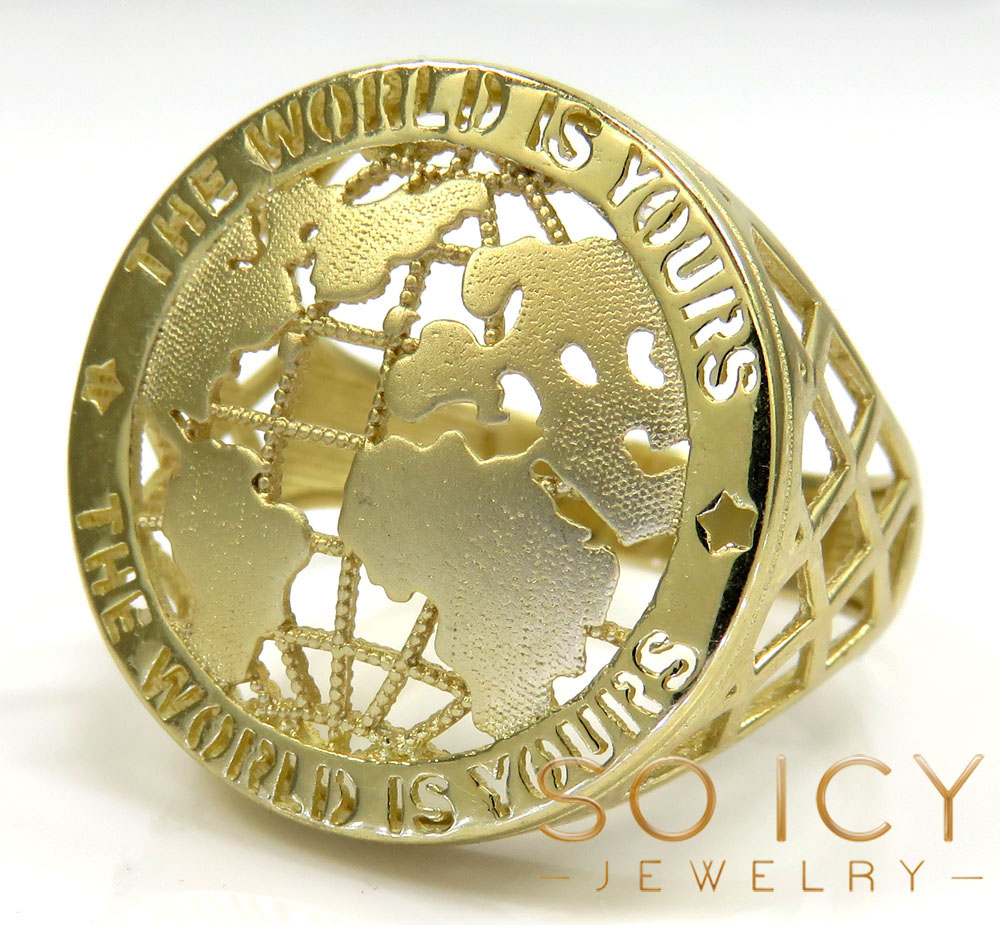 10k yellow gold the world is yours ring