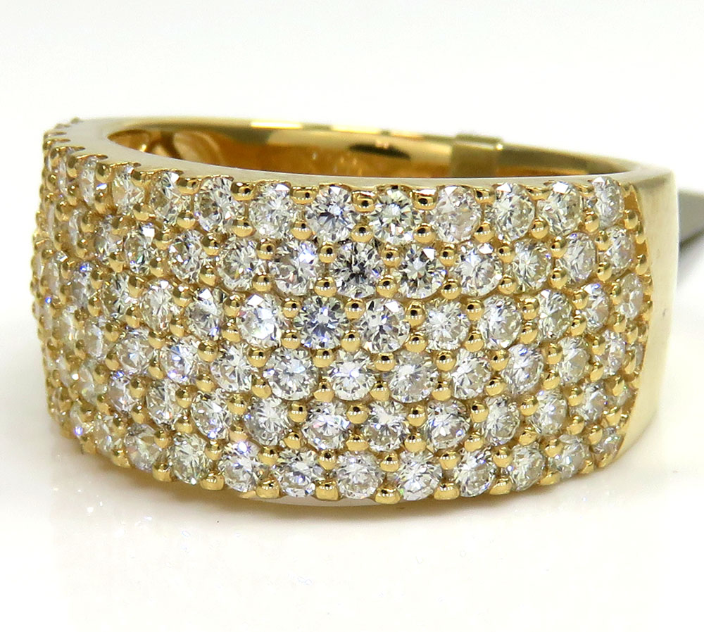10k yellow gold six row diamond band ring 2.55ct