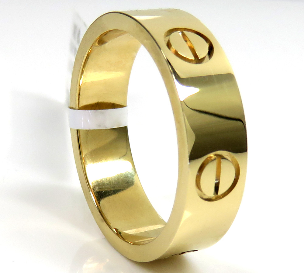 18k yellow gold screw band ring 