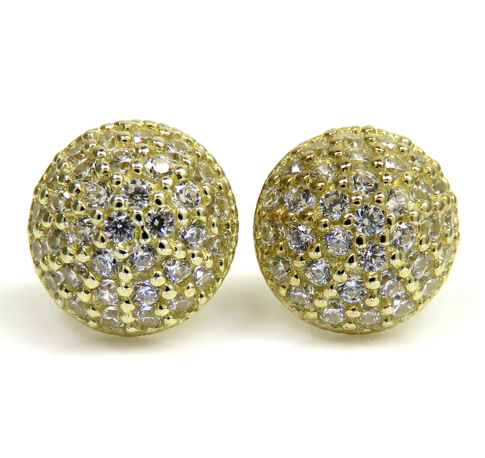 10k yellow gold 9mm cz sphere earrings 1.00ct