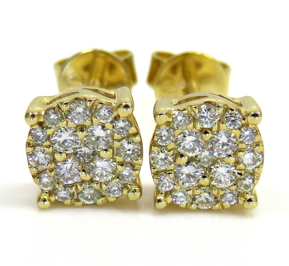 10k yellow gold small diamond cluster earrings 0.25ct 