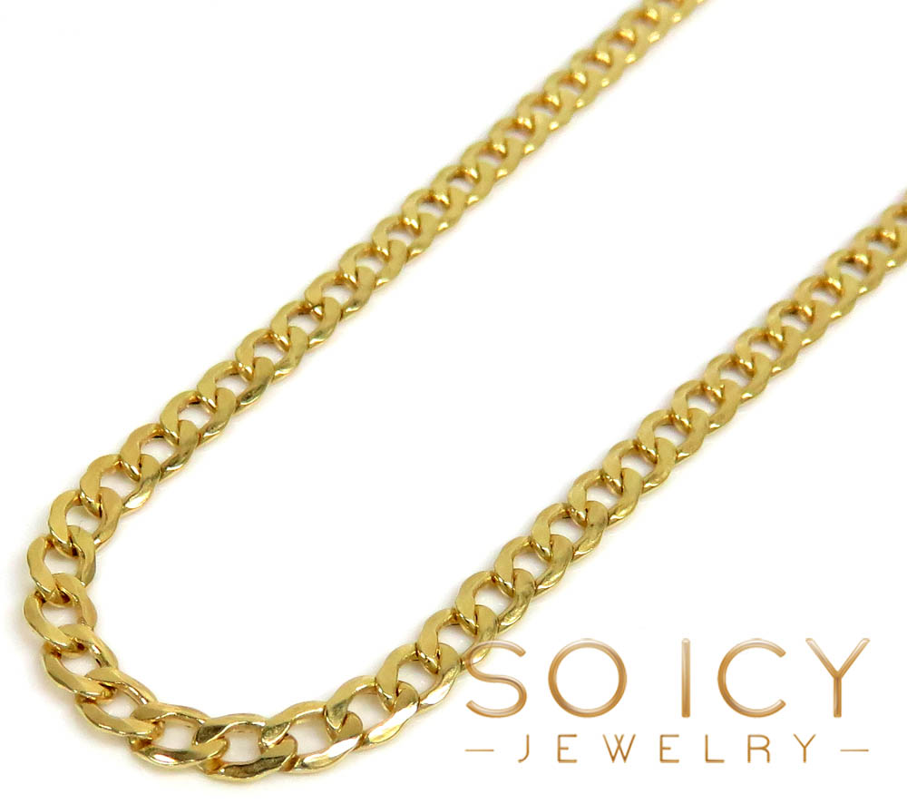 14k yellow gold hollow cuban chain 18-24 inch 3.60mm