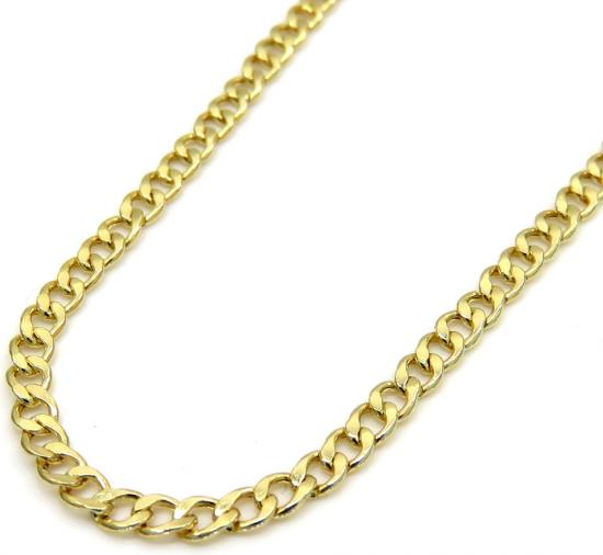 14k yellow gold skinny hollow miami cuban chain 16-24 inch 2.20mm