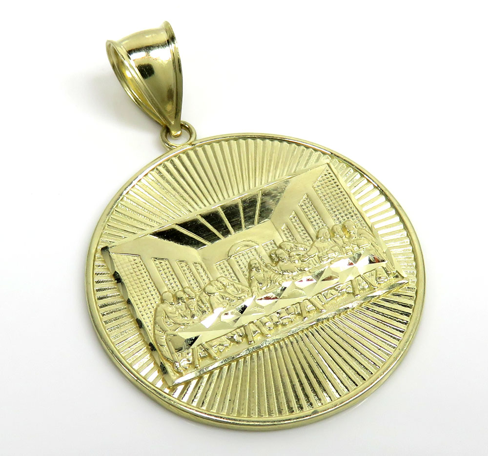 10k yellow gold small jesus apostles last supper pendant