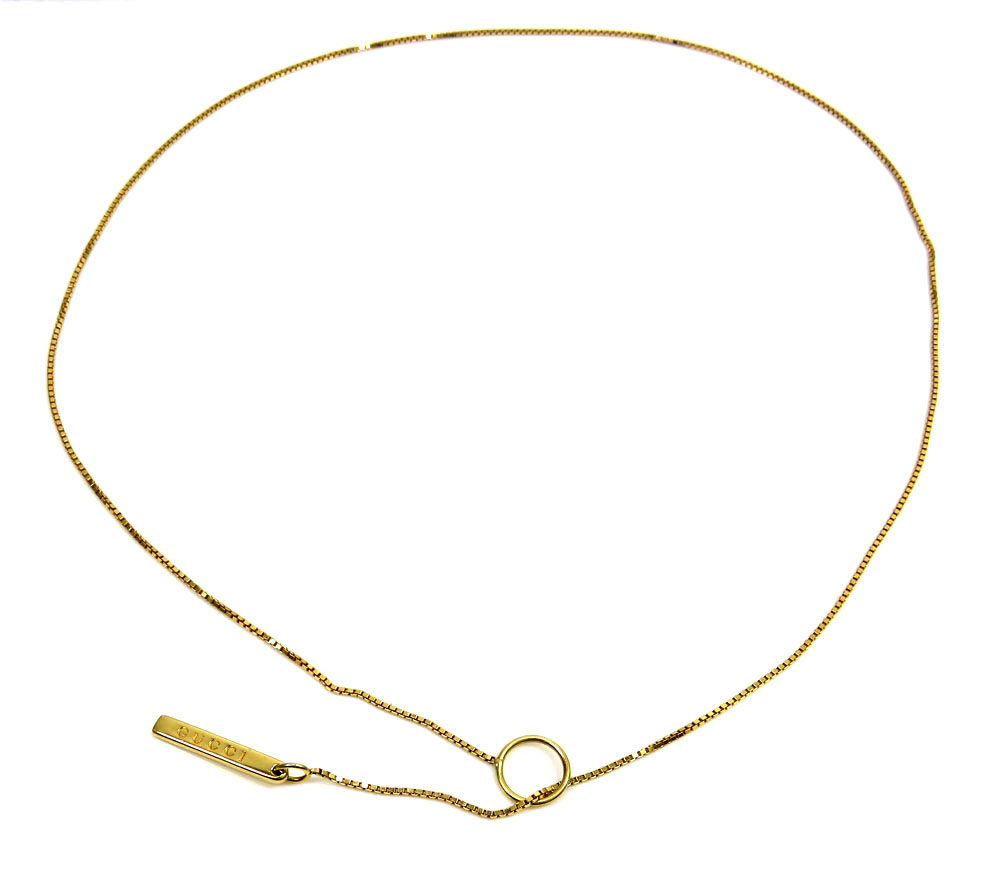 Ladies 18k yellow gold box link to love gucci necklace