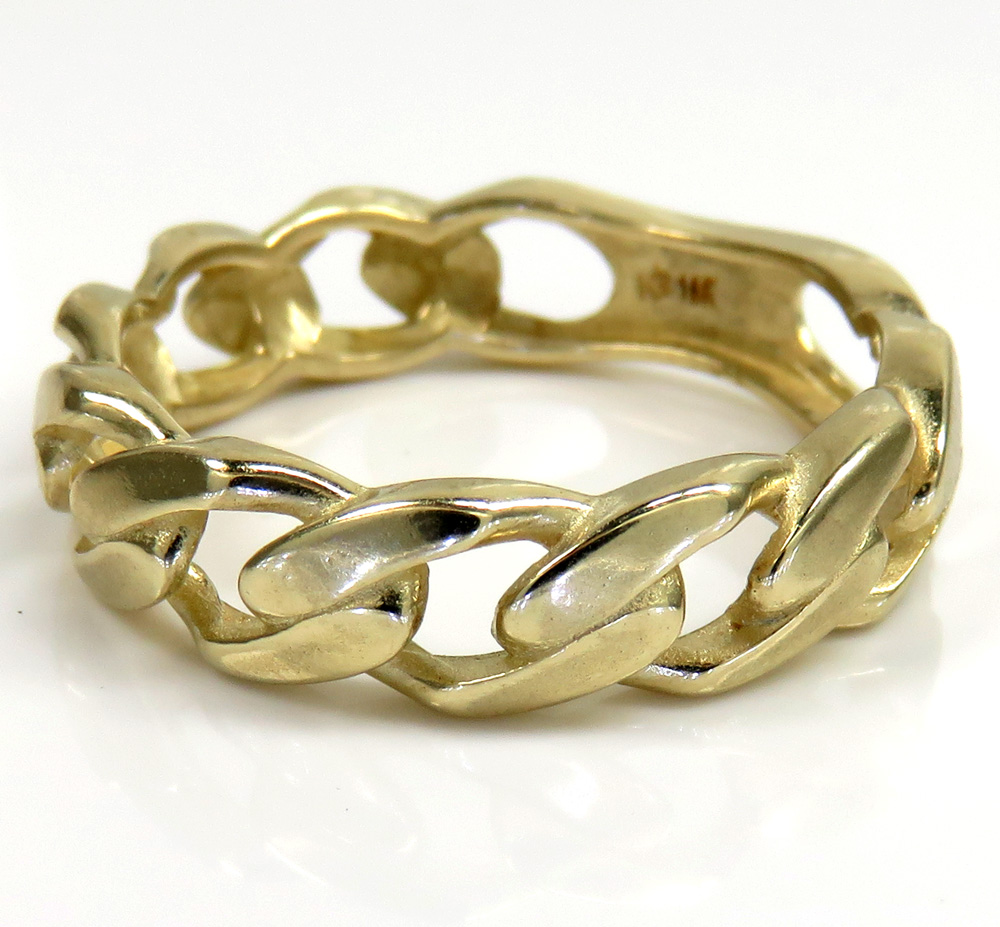 10k yellow gold 5.80mm cuban link ring