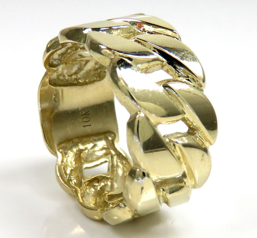 10k yellow gold large 12mm cuban ring 