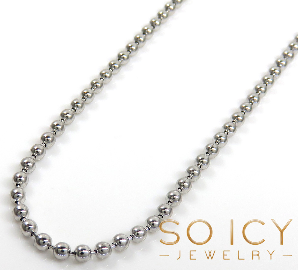 925 white sterling silver ball link chain 24-36 inch 2mm