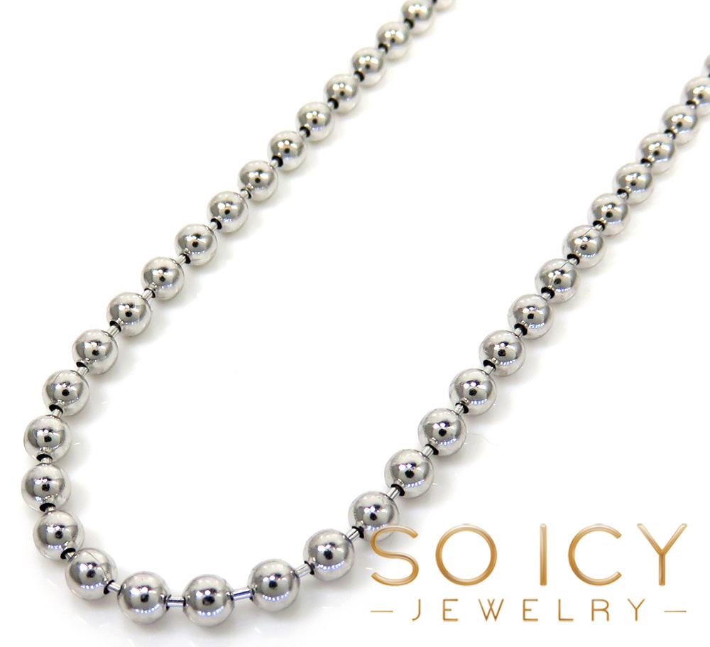 925 white sterling silver ball link chain 20-36 inch 2.50mm