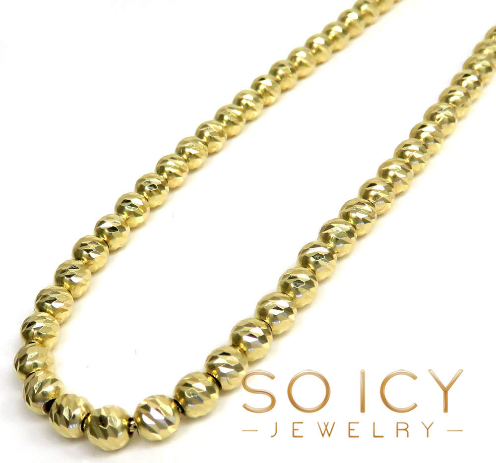14k yellow gold diamond cut bead chain 16-24 inch 4.8mm