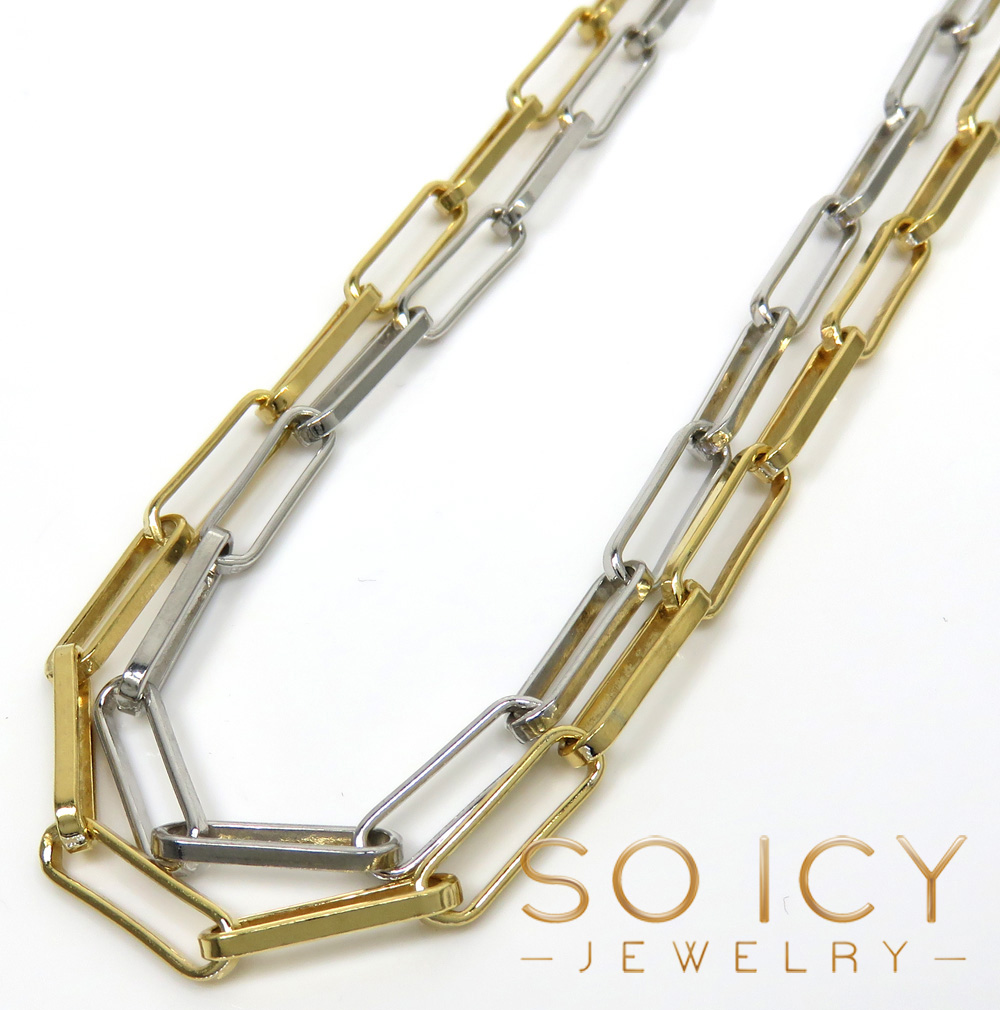 925 yellow or white solid paper clip chain 16-20 inch 4.30mm