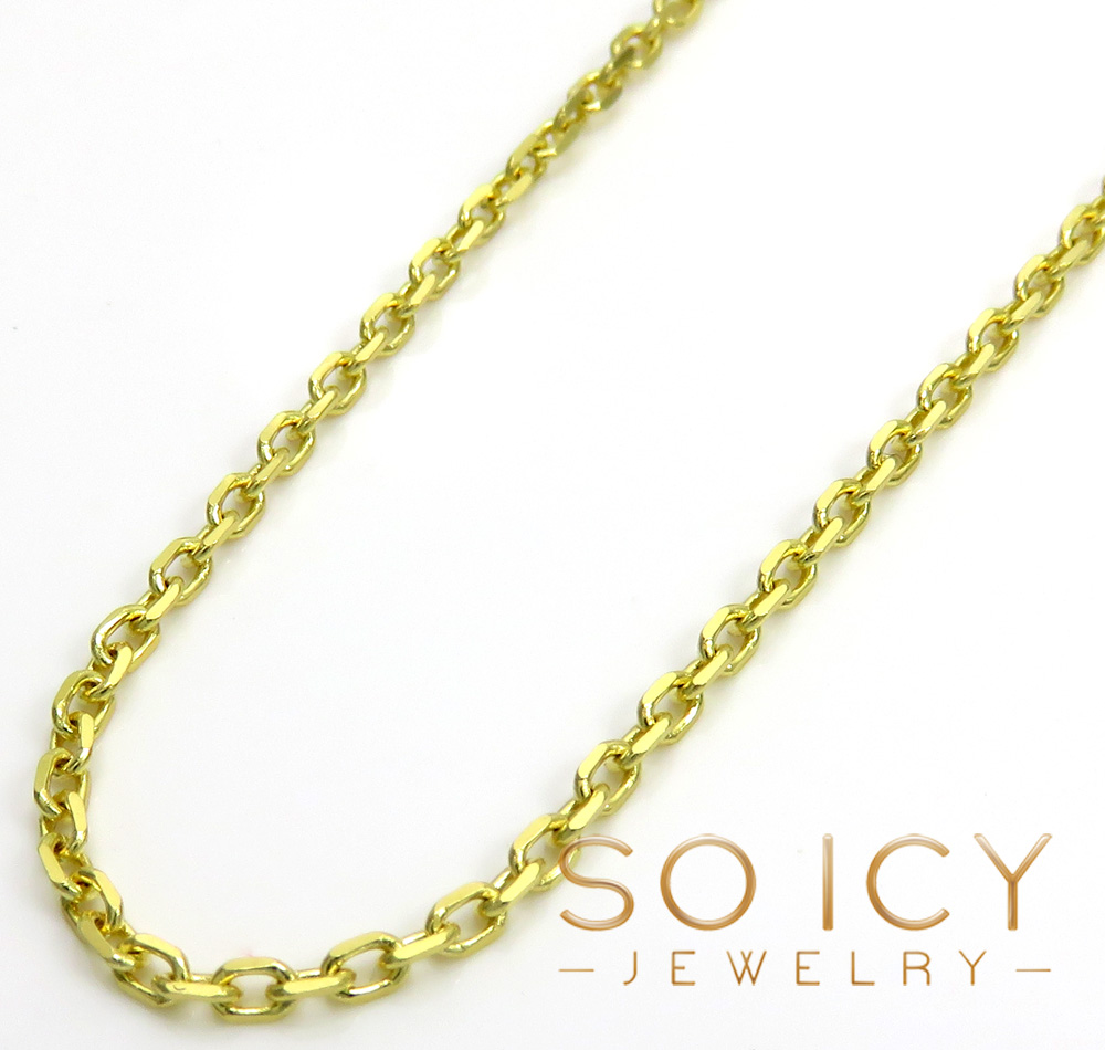 14k yellow gold skinny solid cable link chain 18-24