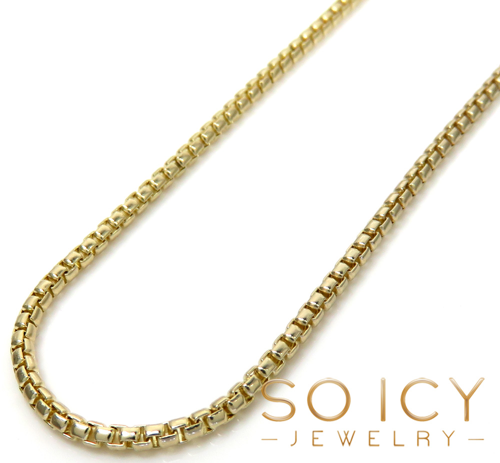 14k yellow gold skinny solid box link chain 16-24 inch 1.5mm