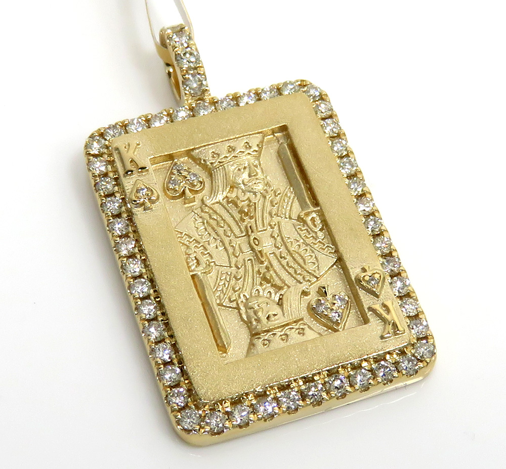 14k gold diamond king of spades pendant 0.75ct