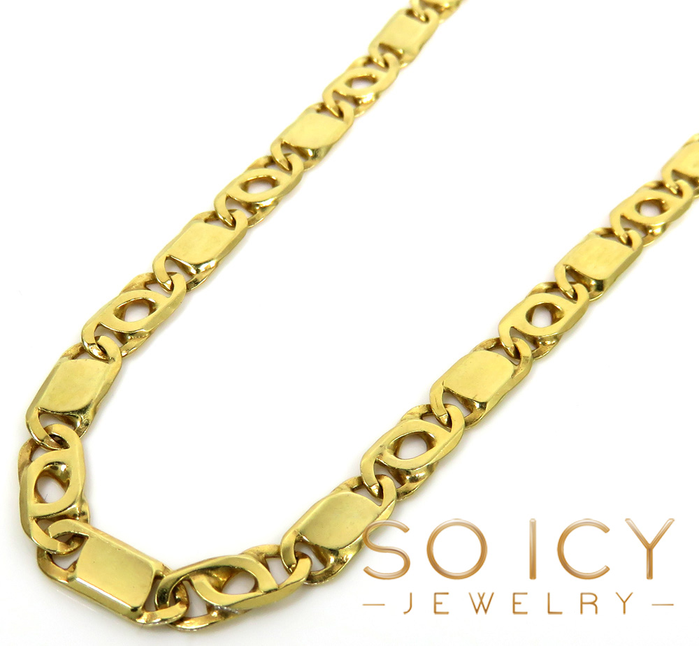 14k yellow gold solid tiger eye link chain 20 inch 4.20mm