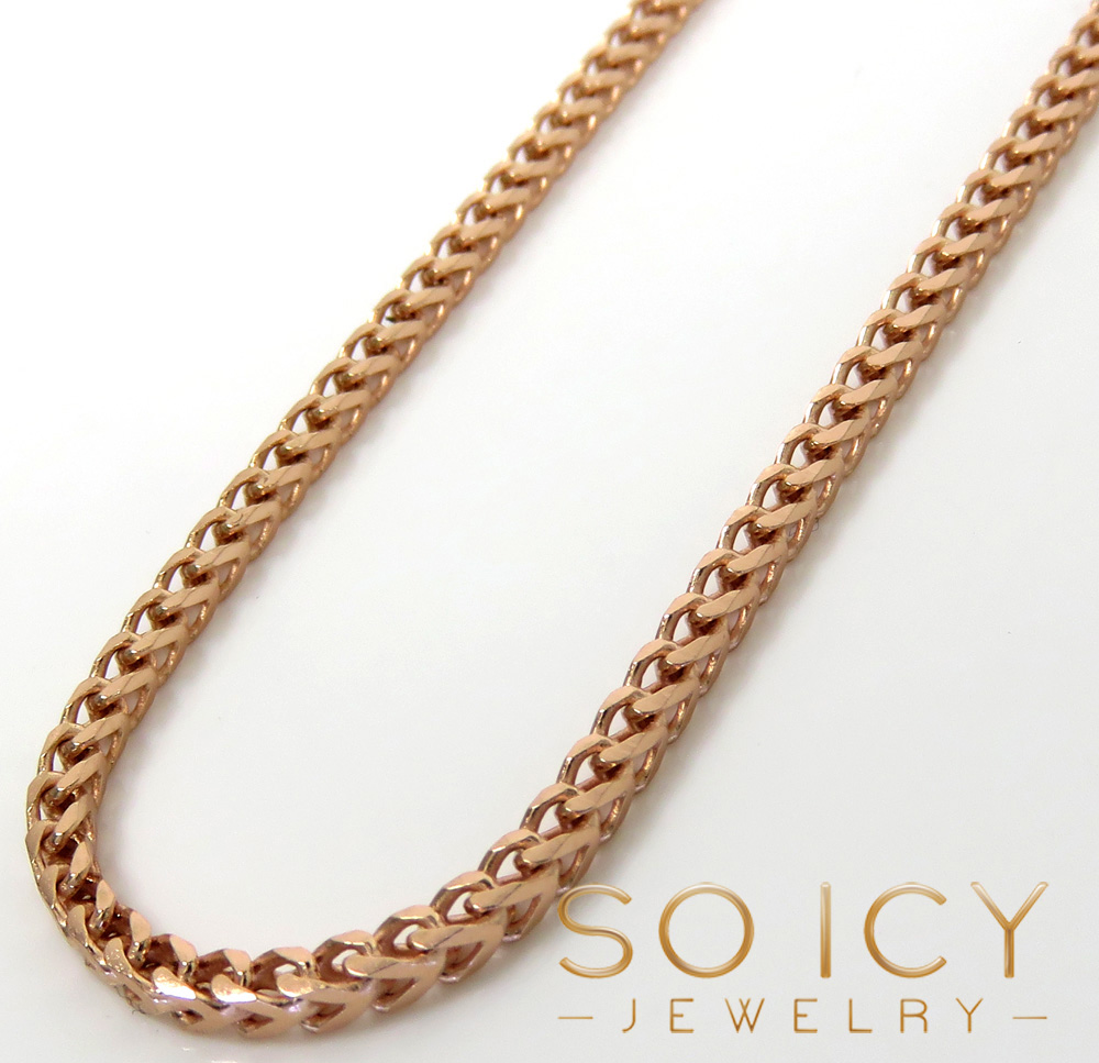 14k rose gold solid tight franco link chain 18-24 inches 2mm