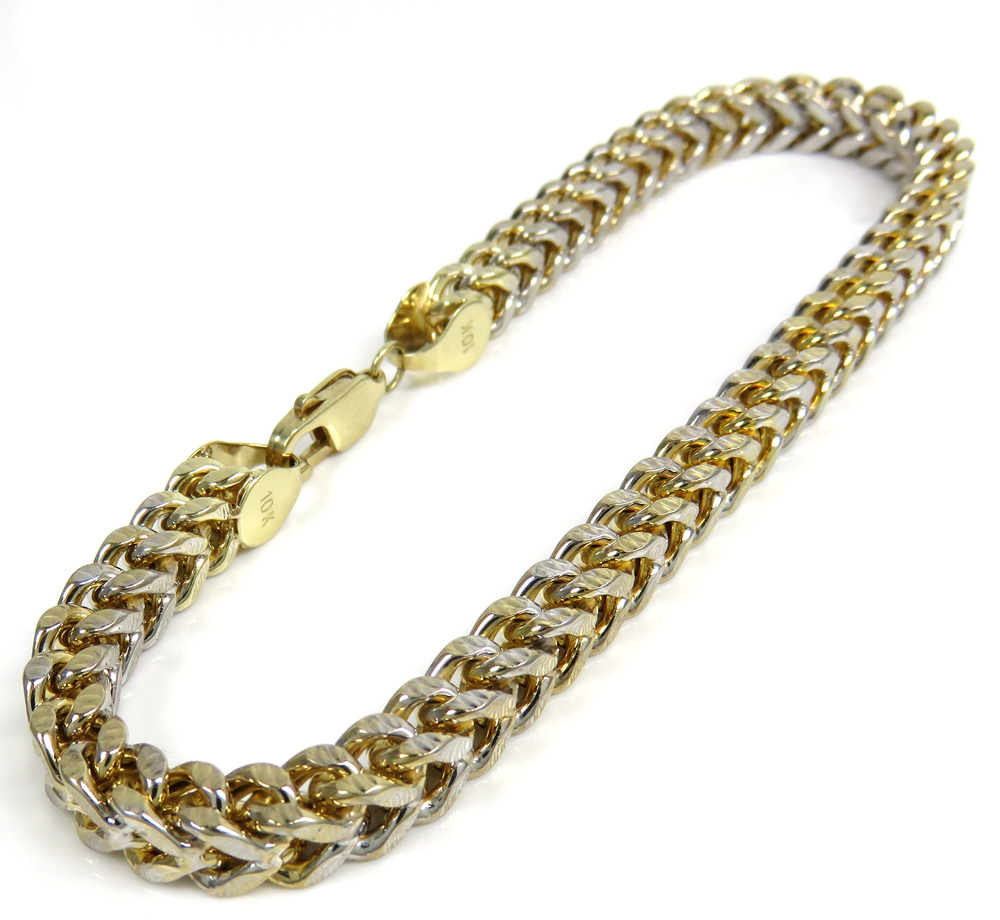 10k yellow gold diamond cut franco bracelet 9 inch 6mm 
