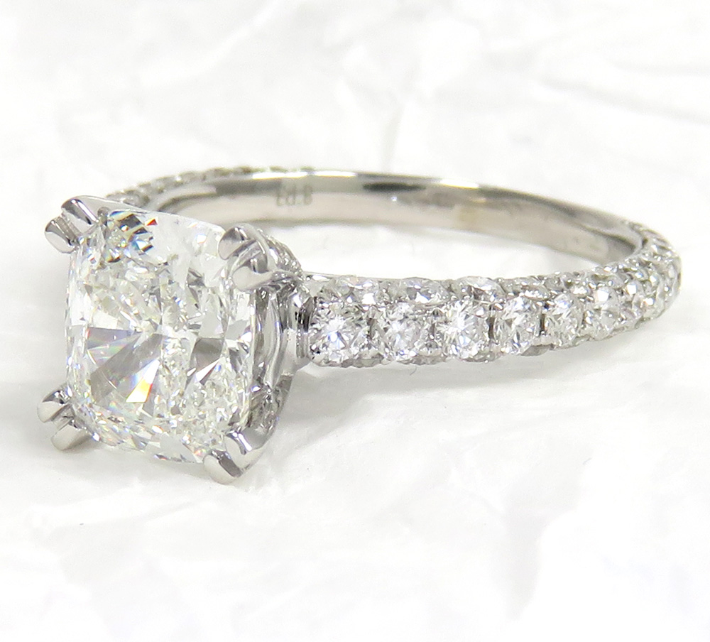 18k white gold gia certified elongated cushion diamond engagement ring 3.60ct