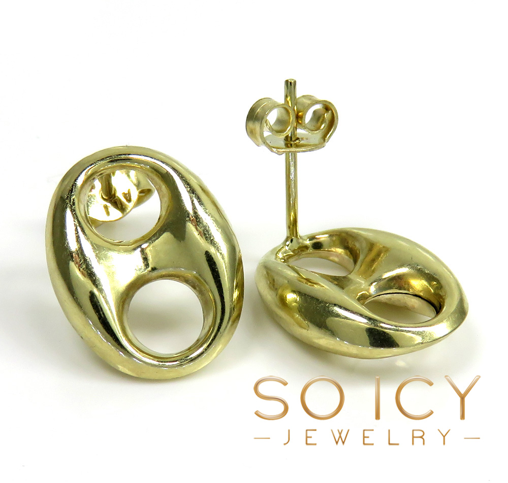10k yellow gold large 12mm puffed gucci hollow earrings