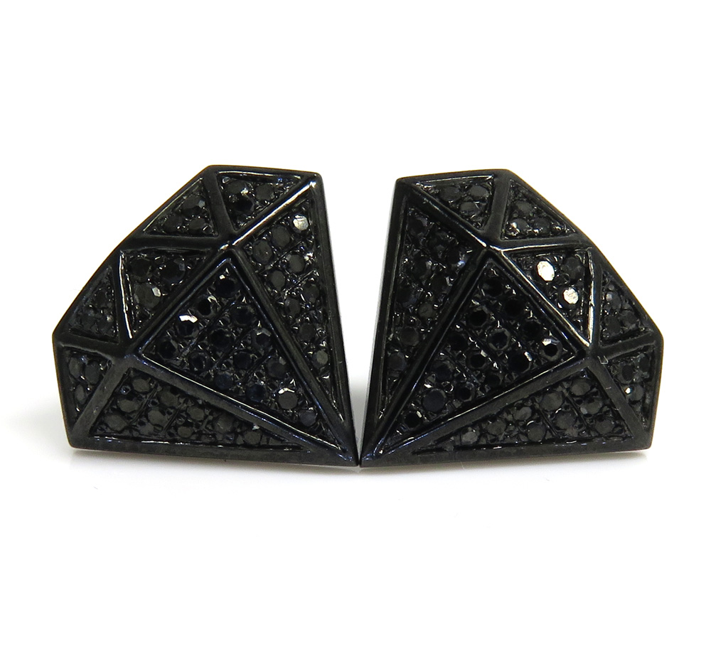 10k black gold diamond pave diamond earrings 0.55ct