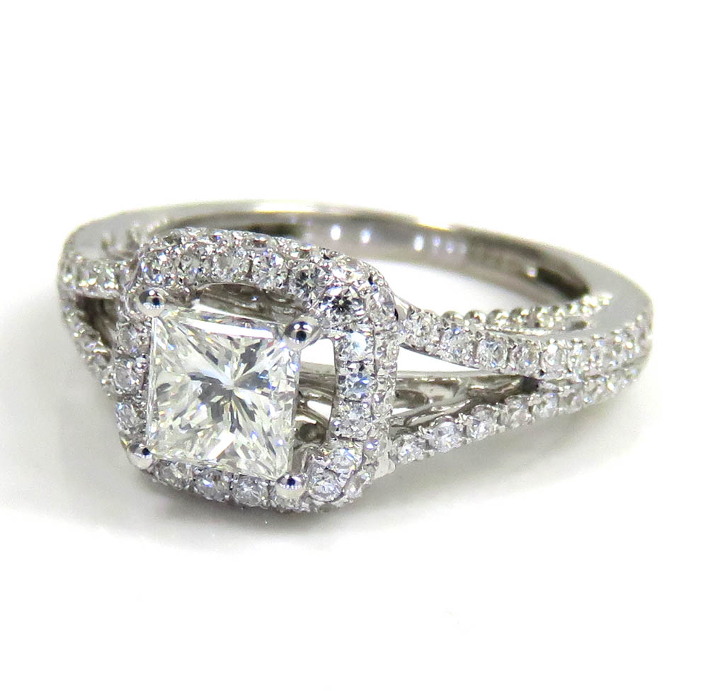 18k white gold gia certified princess cut diamond engagement ring 1.26ct