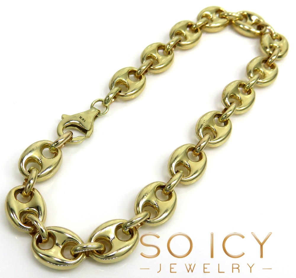 14k yellow gold hollow gucci puffed link bracelet 8mm 8