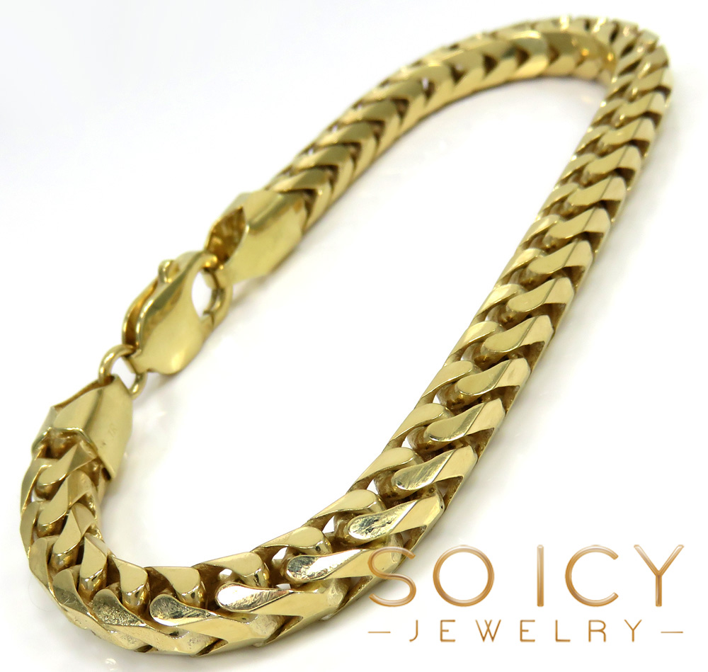 10k yellow gold solid franco tight link bracelet 8.50 inches 6mm