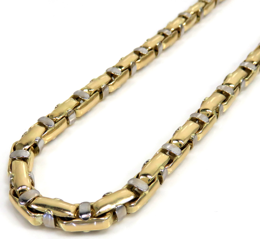 14k two tone gold anchor link chain 30 inch 6.30mm