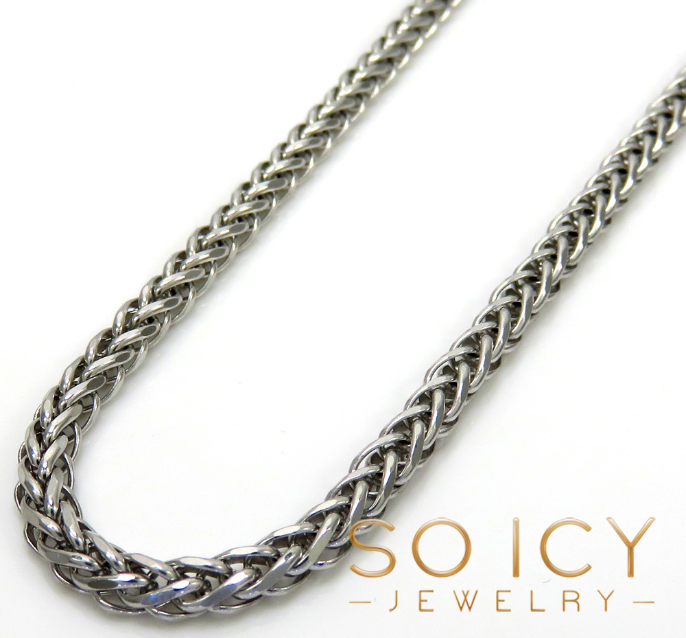 14k white gold solid wheat franco chain 30 inch 3mm