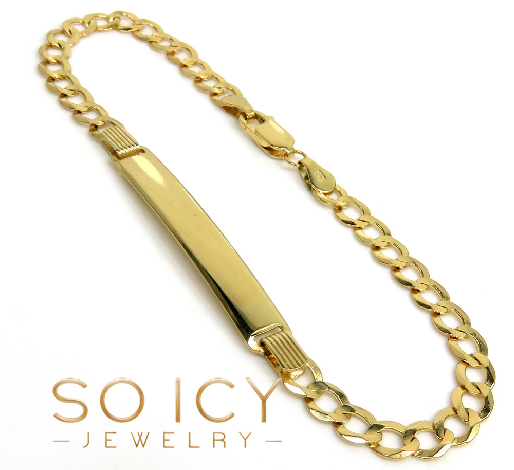 10k yellow gold cuban id bracelet 8.25 inch 5mm 