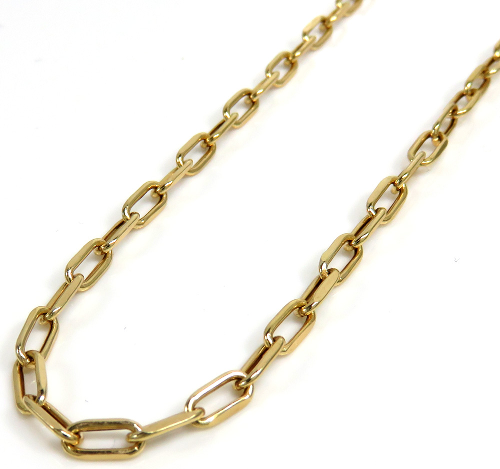 10k yellow gold hollow paper clip chain 16-18 inch 3mm