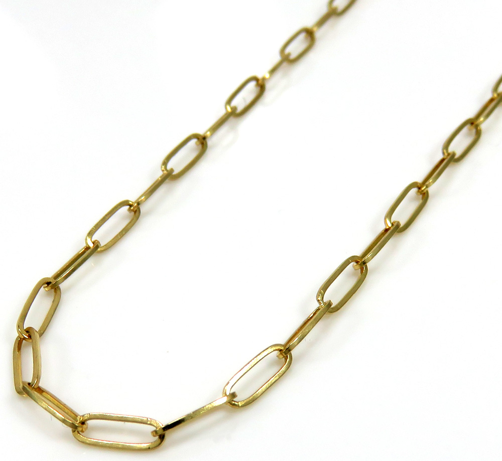 10k yellow gold solid paper clip chain 16-18 inch 2mm