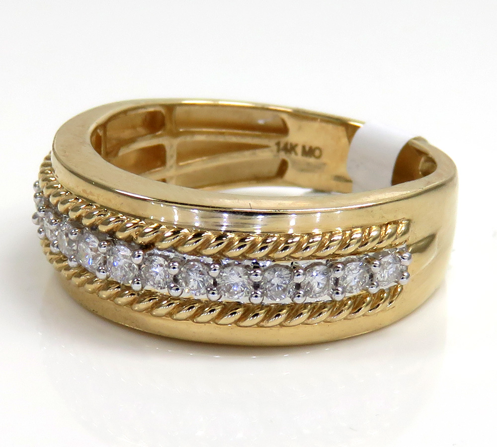 14k yellow gold filigree diamond wedding band ring 0.54ct