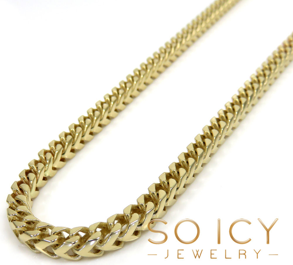 14k yellow gold semi hollow box franco chain 20-22 inch 3.70mm