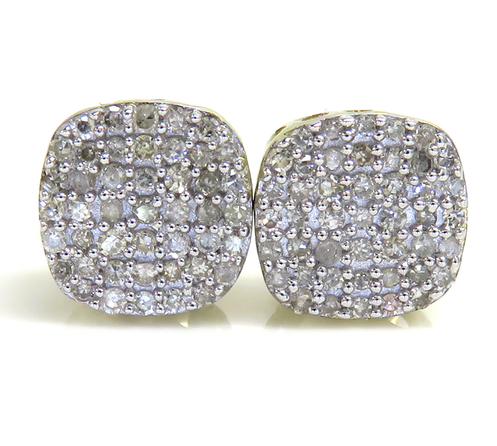 10k yellow gold diamond 7mm rounded cube earrings 0.34ct