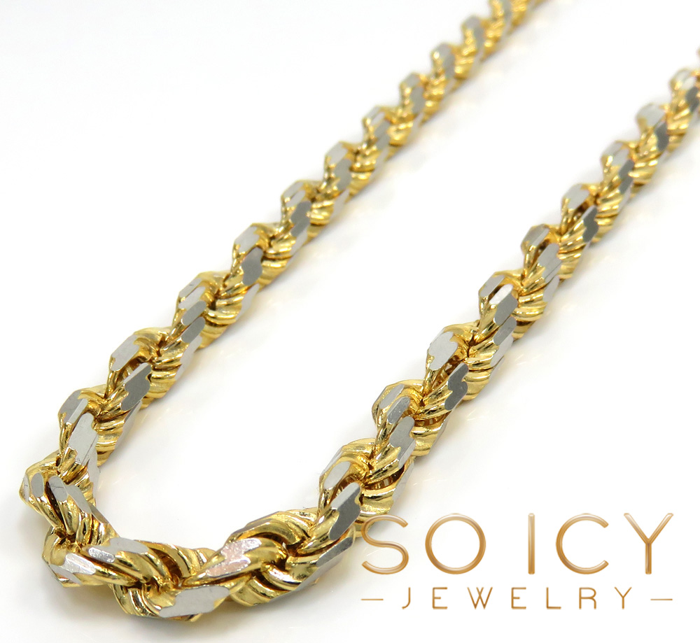 Buy 14k Two Tone Gold Diamond Cut Solid Rope Chain 20-26 Inch 6mm Online at  SO ICY JEWELRY