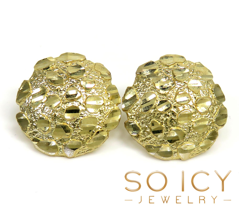Buy 10k Yellow Gold Xl Round Nugget Earrings Online at SO ICY JEWELRY