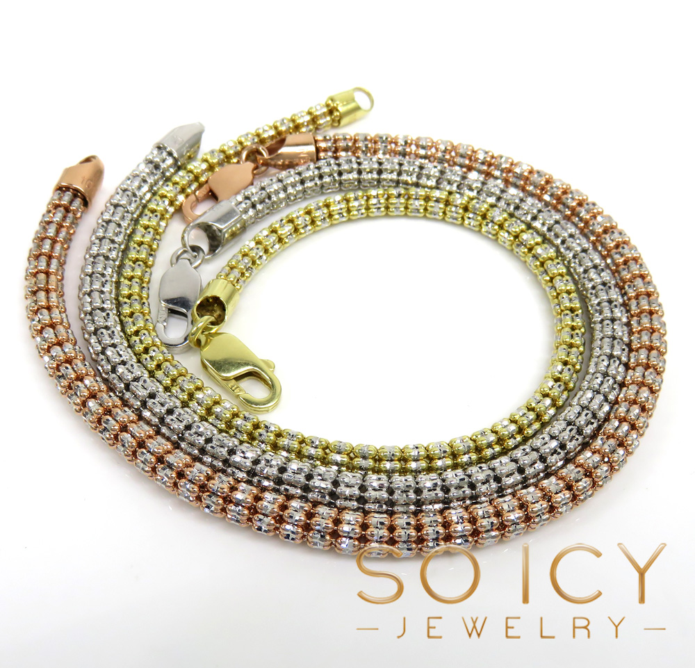 14k two tone gold diamond cut ice link bracelet 8.5