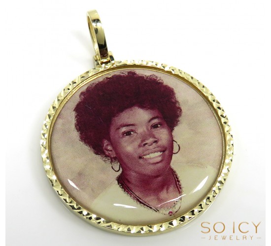 14k yellow, white, rose gold large double sided picture pendant
