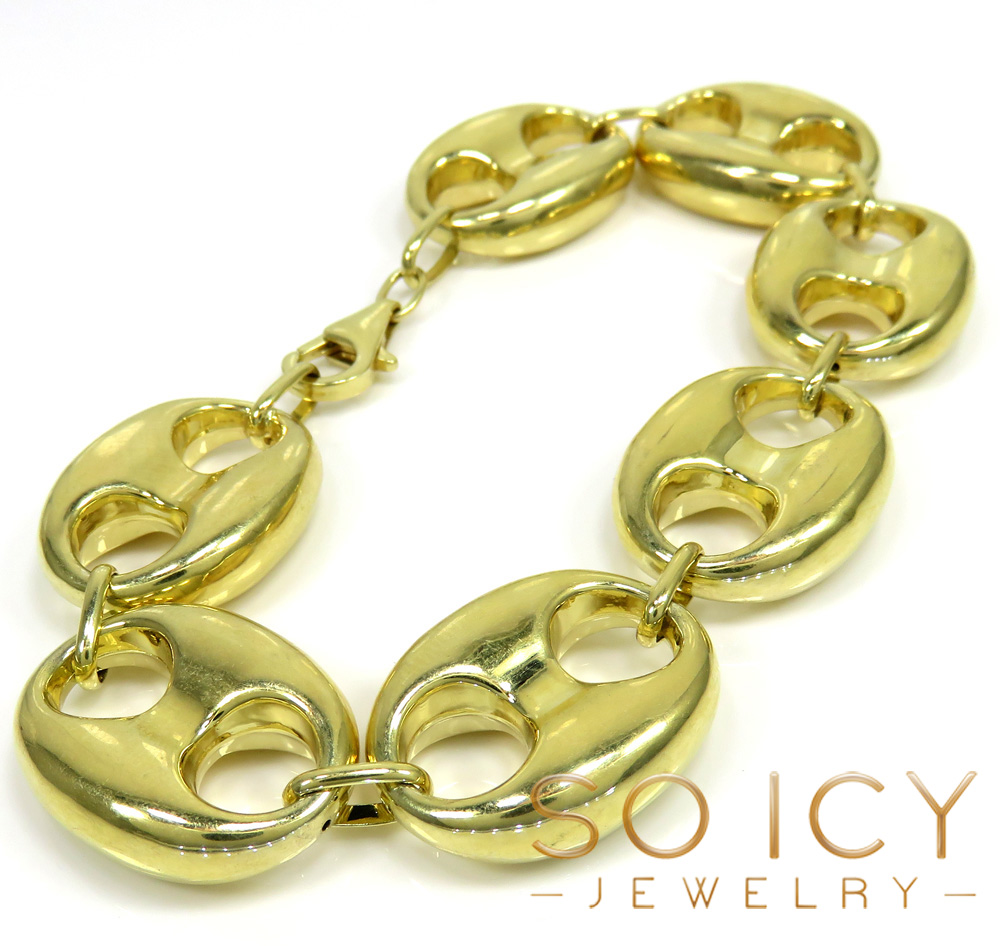 10k yellow gold hollow xl gucci puff bracelet 8.50 inches 19mm 