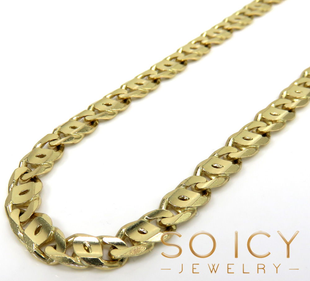 14k yellow gold solid tiger eye link chain 22-24 inch 5.70mm