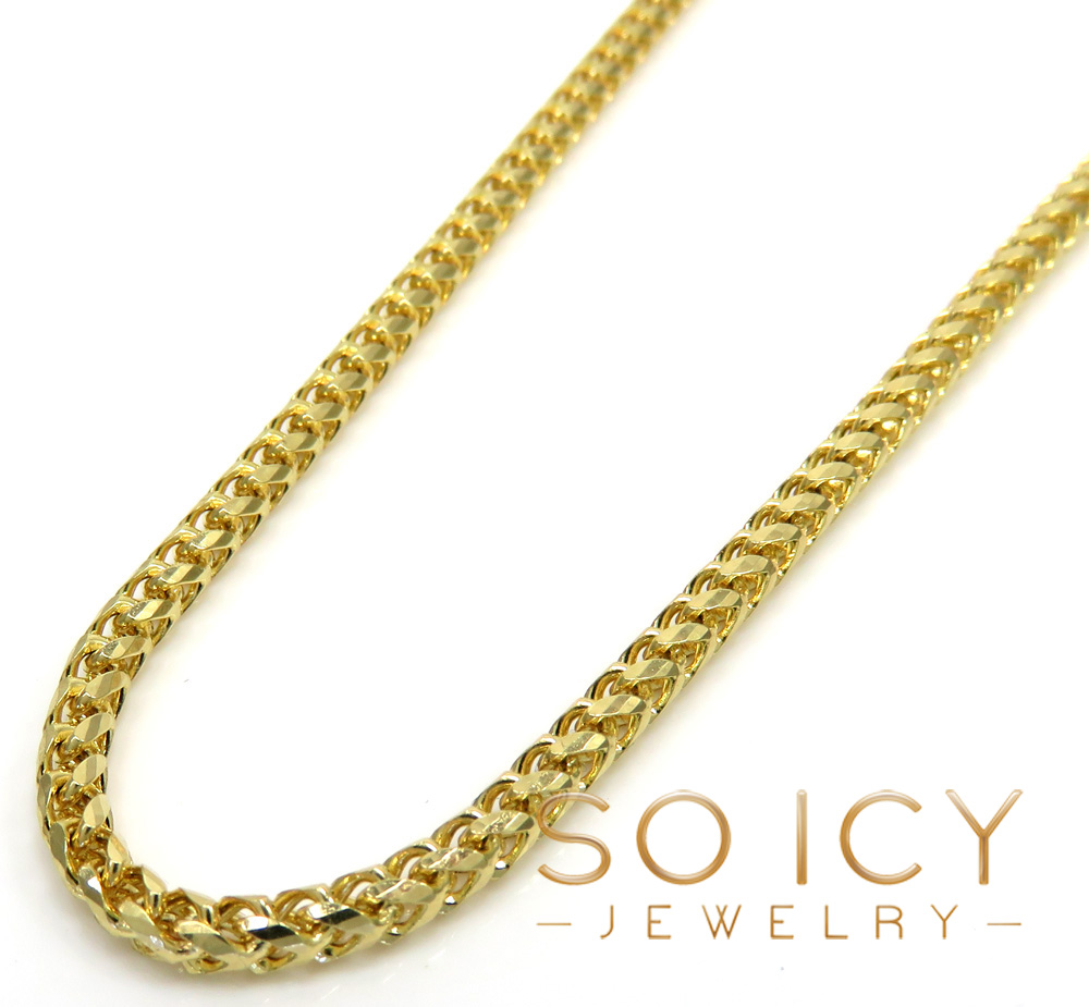 14k solid yellow gold diamond cut franco chain 18-24 inches 2.6mm